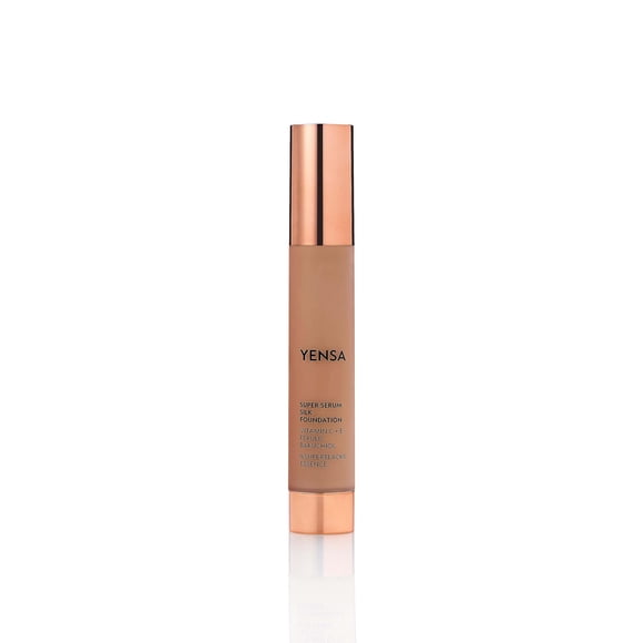 Maquillaje de base de suero YENSA - Base de total súper seda enriquecida con péptidos vitamina C y ácido ferúlico para ayudar a reducir las líneas finas, arrugas y ojeras - Profundo 1 (1 oz)