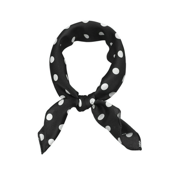 INSPIRE CHIC Women's 50cm Square Scarf Vintage Retro Polka Dots Head Neck Scarves Neckerchief Black 19.69*19.69 inch