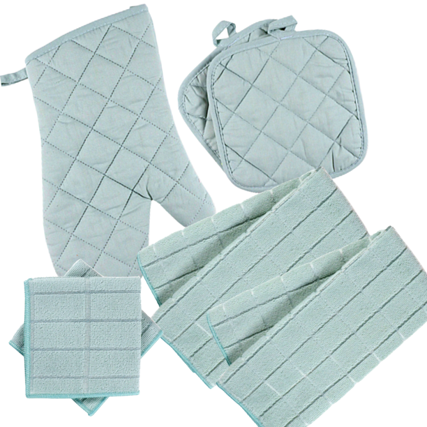 Kitchen Towels Set 2 Dish Towels, 2 Dish Cloth Scrubbers, 2 Potholders