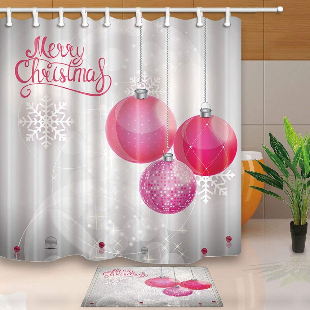 ARTJIA Xmas Gift Pink Christmas Ball with Snowfalke for New Year Shower