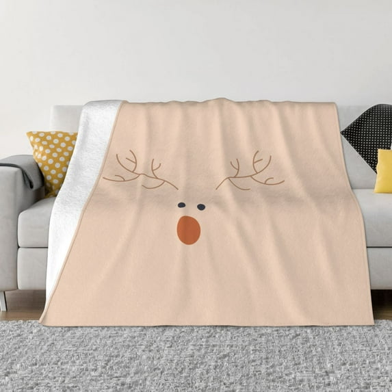 XMXT Throw Blanket, Minimalist Cute Moose Machine Washable Blankets for Sofa, 80 x 60 inches