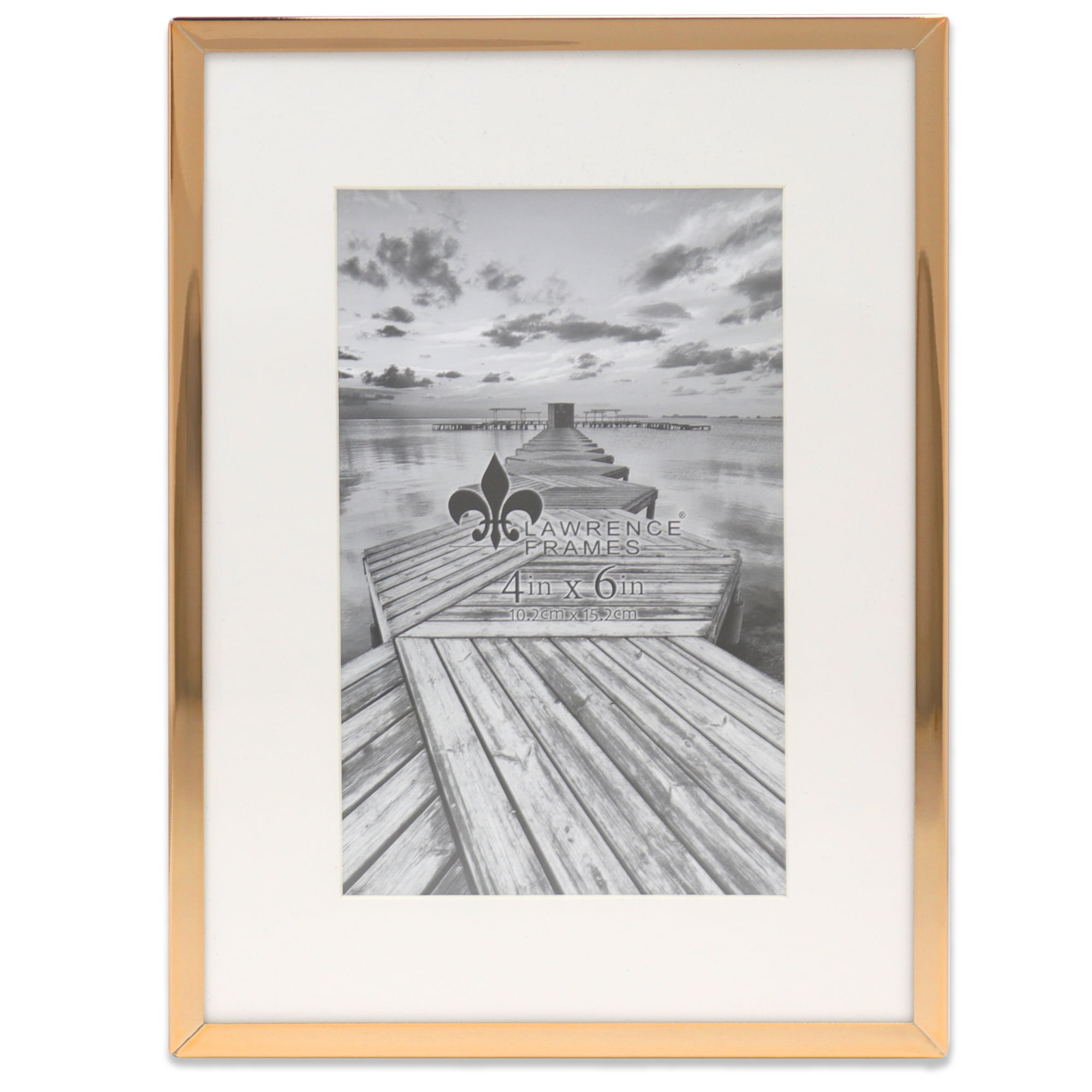 Elegant Gold Metal Picture Frame with Bevel Cut Mat for 4x6 Photo