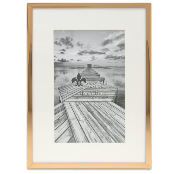 Elegant Gold Metal Picture Frame with Bevel Cut Mat Multiple size