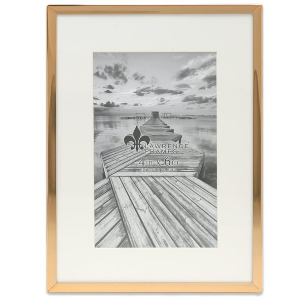 Elegant Gold Metal Picture Frame with Bevel Cut Mat for 4x6 Photo