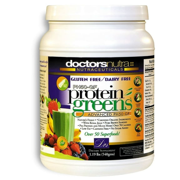 Protein Greens All Natural Plant-Based Gluten and Dairy Free Vegetable Protein Powder with 50 Superfoods by Doctors Nutra Nutraceuticals Vanilla Flavor 1.19 pounds