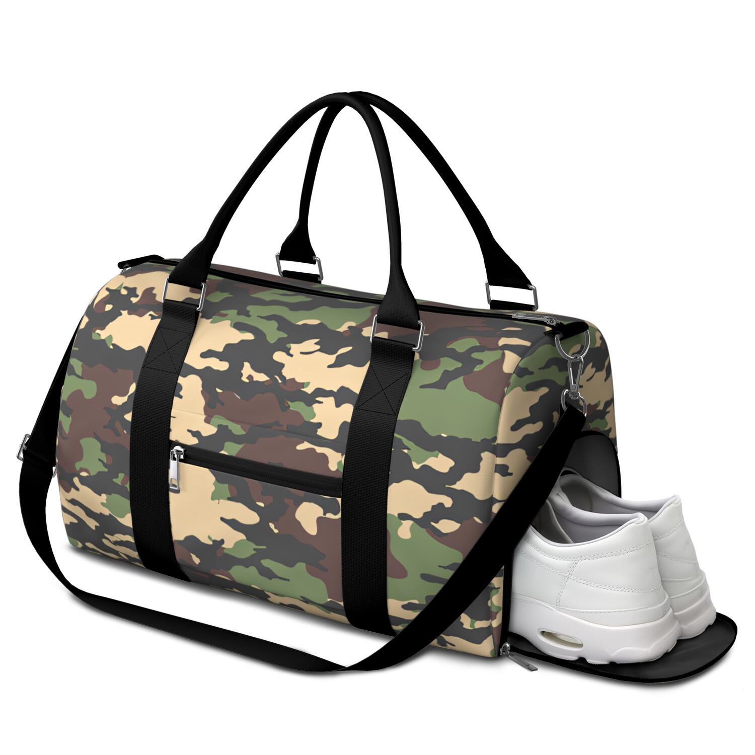 Camo Mens Gym Tote Duffle Bag with Wet Pocket & Shoe Compartment, Travel Duffel Bag Overnight Weekender Hospital Tote Girls Workout Carry on Bag with Luggage Sleeve