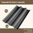 thumbnail image 4 of KITESSENSU Nonstick Baguette Pans for French Bread Baking, Perforated 3 Loaves Baguettes Bakery Tray, 15" x 9", Black, 4 of 6