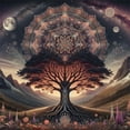 thumbnail image 3 of Ambesonne Hippie Duvet Cover Set, Scandi Myth Tree of Life Art, Queen, Dark Slate Blue Indigo, 3 of 5