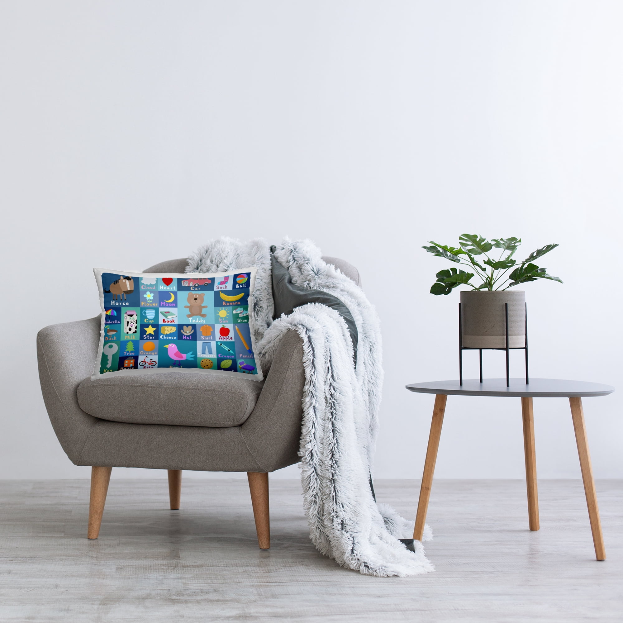 Stupell Industries Blue First Words Decorative Printed Throw Pillow, design by Carla Daly, 14 x 7 x 20