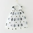 thumbnail image 2 of SGFCWSX Girls Spaghetti Strap Tulle Mesh Dress Floral Embroidery A-Line Ruffle Trim Party Dress for Kids Summer Black Size 6-7Years, 2 of 6
