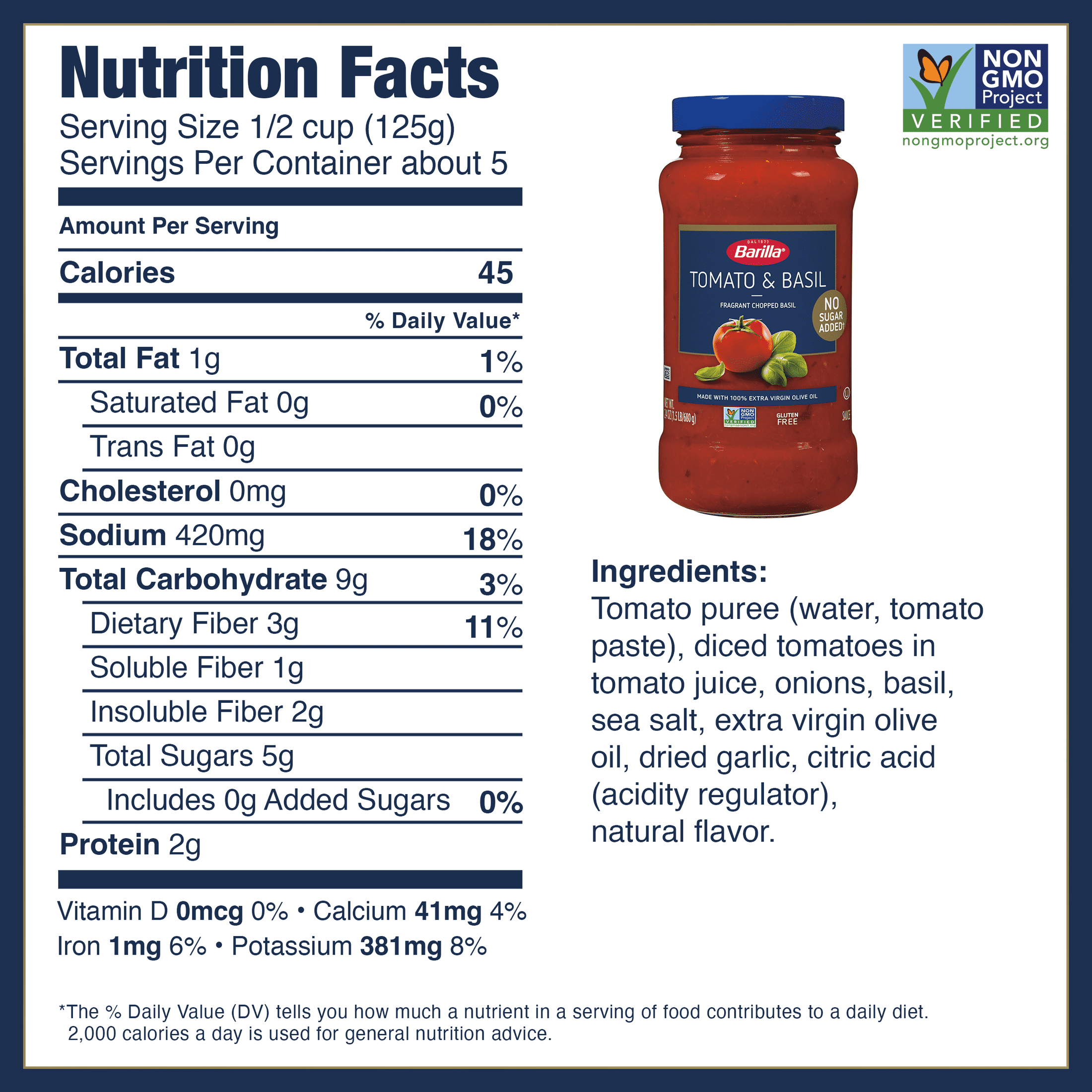 (2 pack) Barilla Pasta Sauce, Tomato and Basil, 24 oz., No Added Sugar, Gluten Free