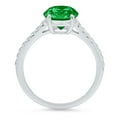 thumbnail image 2 of 2.21 ct Oval Cut Simulated Emerald Solitaire with Simulated Diamond Accents 18K White Gold Womens Engagement Ring, 2 of 6