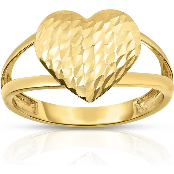 Floreo 10k Yellow Gold Diamond Cut Heart Women's Ring