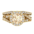 thumbnail image 2 of 2.32 ct Brilliant Round Cut Natural Morganite 14K Yellow Gold Halo Solitaire with Accents Engagement Bridal Wedding Ring Band Set size 5.25, 2 of 7