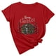 thumbnail image 2 of Puntoco Camiseta de cuello redondo para mujer Camiseta con estampado de árbol de Navidad de celosía Camiseta de manga corta tops Puntoco Puntoco-9207, 2 of 8