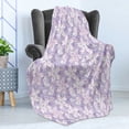 thumbnail image 4 of Floral Soft Flannel Fleece Throw Blanket, Botanical Theme Abtract Flowers Pattern Spring Blossom Motifs, Cozy Plush for Indoor and Outdoor Use, 50" x 60", Pastel Purple Lavender, by Ambesonne, 4 of 5
