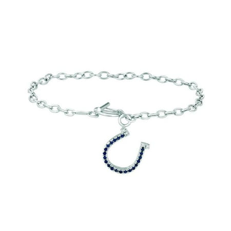 14k Sapphire Charm Bracelet Harry Chad Enterprises 15935 0.50 CT Pave Diamond & Sapphire Horse Shoe Charm Bracelet - 14K White ()