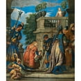 thumbnail image 3 of Follower of Paolo Caliari 20x23 Black Modern Framed Museum Art Print Titled - Elegant Figures with Halberdiers Near a Loggia, 3 of 5