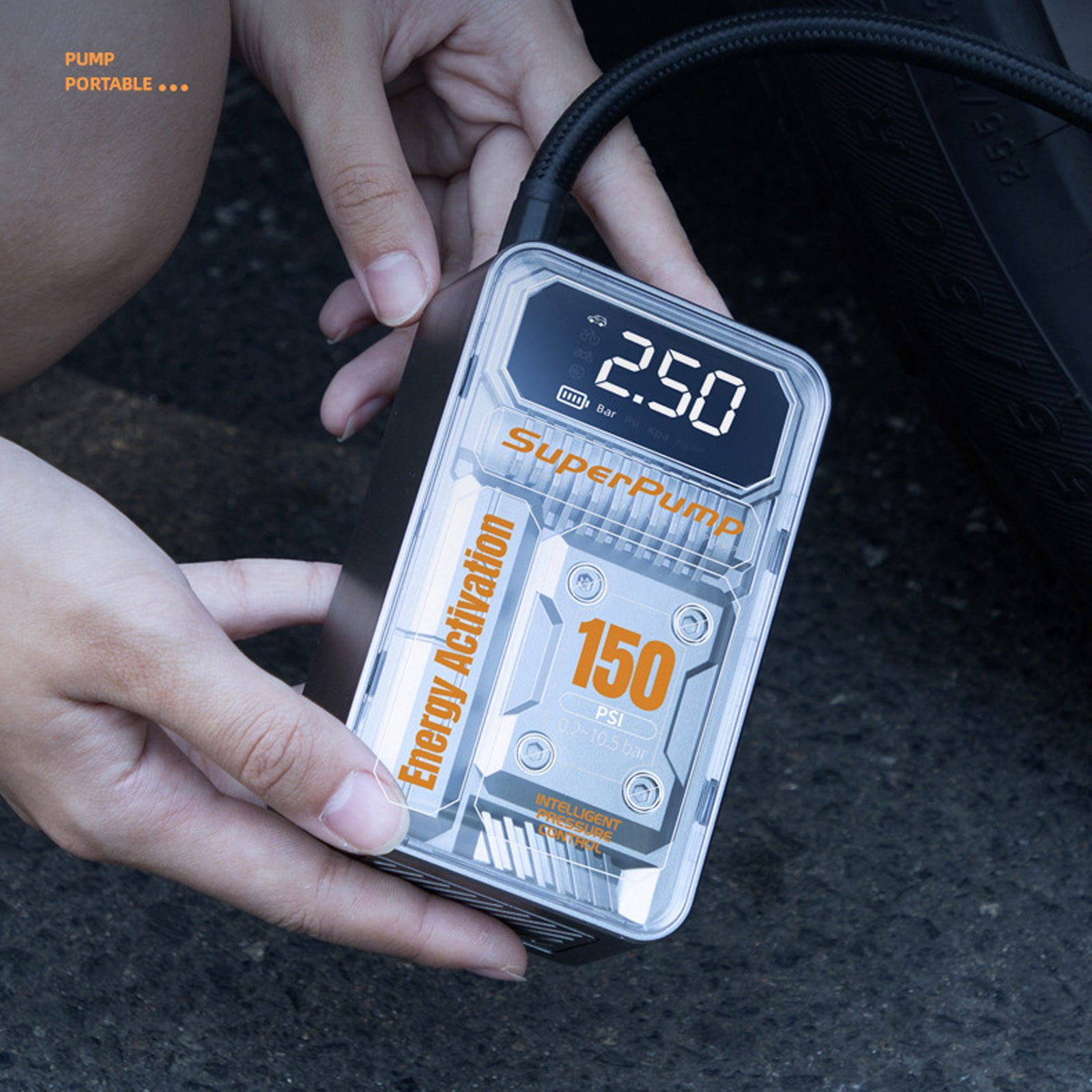 LLDYYDS Tire Inflator Portable Air Compressor, 180PSI & 15000mAh Cordless Air Pump for Car Tires with Pressure Gauge, 3X Faster Tire Pump with Cigarette Lighter Plug for Car