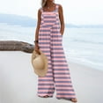 thumbnail image 1 of Leodye Women's Fashionable Summer Jumpsuits Button Wide Leg Overalls Casual Loose Rompers with Pockets Gray 8(L), 1 of 7