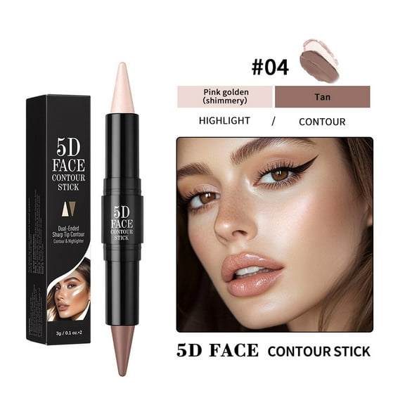 Yatlte 2-in-1 Highlight and Contour Stick,Dual-Ended Highlighter Makeup Pen & Contouring Stick Set for Face Shaping,Long Lasting & Waterproof Face Brightens & Shades Makeup Contour Sticks Kit