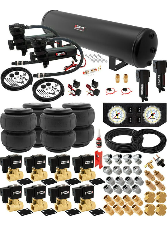 Vixen Air Suspension Kit for Truck/Car Bag/Air Ride/Spring. On Board System- Dual 200psi Compressor, 5 Gallon Tank. For Boat Lift,Towing,Lowering,Load Leveling,Onboard Train Horn VXX1209FW/4852DBF