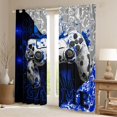 thumbnail image 2 of Feelyou Modern Game Gamer Black Out Curtains, Honeycomb Gamepad Blue Curtains Pack of 2 (42x63 Each), Teens Kids Boys Girls Bedroom Curtains, Black Out Curtains Decor, 2 of 6
