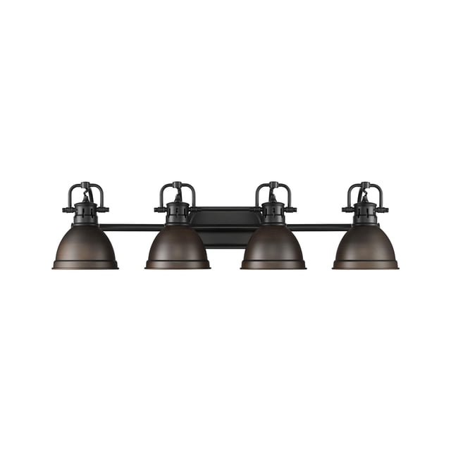Duncan 4-Light Bath Vanity in Matte Black with Rubbed Bronze