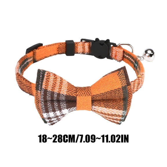 Adjustable Pet Collar Bowtie with Bell Safety Buckle Red Blue Plaid Soft Cotton Neck Strap for Puppies Cats Rabbits Xs Size 2-In-1 Design