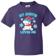 thumbnail image 3 of Inktastic Polar Bear My Auntie Loves Me in Santa Hat with Snowflakes Youth T-Shirt, 3 of 5
