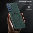thumbnail image 5 of for Samsung Galaxy S22 PU Leather Case, Vintage Compatible with MagSafe and Wireless Charging Slim Fit-Drop Scratch Resistant Support Magnetic Car Mount Case Cover for Galaxy S22, Green, 5 of 9