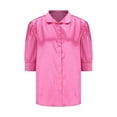thumbnail image 5 of yillto Womens 3/4 Sleeve Satin Top V Neck Button down Collared Dressy Shirts Silky Business Blouses, 5 of 7