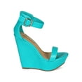 thumbnail image 2 of Breckelles CB04 Women Leatherette Single Band Ankle Strap Platform Wedge Sandal, 2 of 5