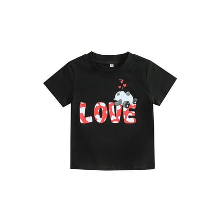 

FINELOOK Casual Parent-child Outfit Cartoon Printing Short Sleeve T-shirt Black Kid 18-24 Months
