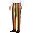 thumbnail image 4 of INSPIRE CHIC Men's Pants Bold Colorful Stripe Regular Fit Flat Front Dress Pants 36 Blue Red, 4 of 5