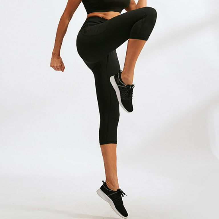 YUHAOTIN Black Leather Leggings Women'S Yoga Pants Pocket Fitness Running  Sports Elastic Pants High Waist Lifting Tight Cropped Pants Women'S Yoga  Pants Flare Pockets Stirrup Leggings Women 