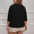 thumbnail image 4 of BODOAO Women's Classic 3/4 Sleeve Open Front Cropped Cardigan Sweater Lightweight Knit Short Shrugs Plus Size Cardigan Jacket Plus Size Cardigan Loose Short Sleeve Cropped Jacket 2025 Fall Black L, 4 of 7