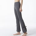 thumbnail image 3 of SWSMCLT Women's High Waisted Yoga Pants Flared Pants Bootcut Slit Split Trousers Long Casual Petite Grey 12, 3 of 4