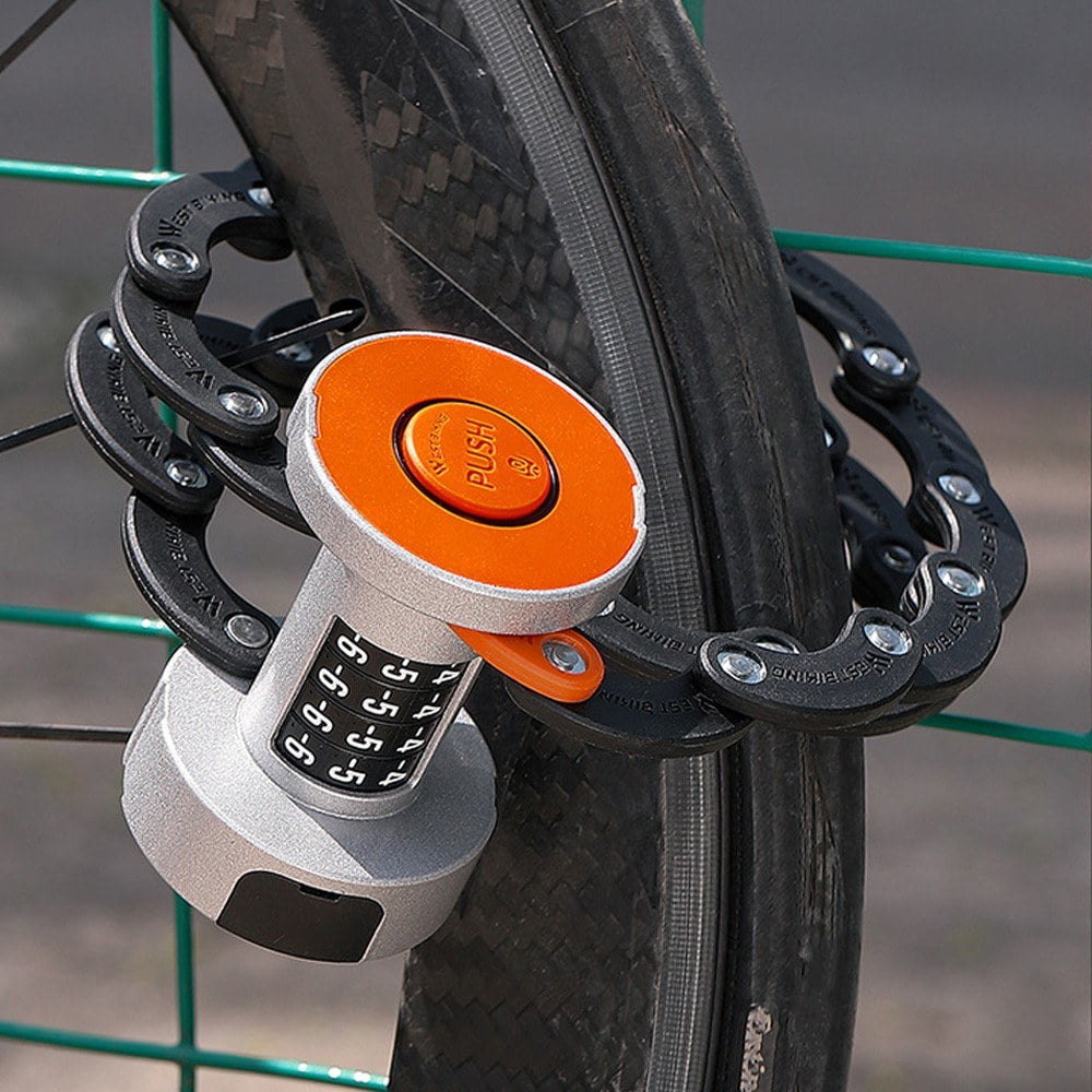West Biking Zinc Alloy Folding Bike Lock with Mount Bracket