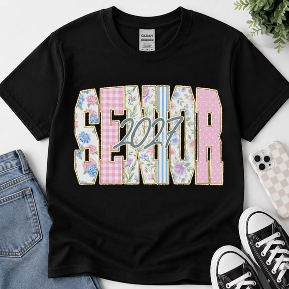 Senior 2027 Floral School Graduation Graphic T-Shirt