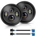 thumbnail image 2 of Muyoka 2 faros delanteros LED redondos de 7 pulgadas para Jeep Wrangler JK TJ LJ CJ, faros delanteros de haz alto y bajo, 6000 K, luz blanca impermeable para coche con adaptador H4 y H13 Plug and Play Muyoka Hogar, 2 of 7
