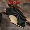 thumbnail image 4 of 10pcs Abnico Boda Fiesta Evento Recuerdo Negro Admirador,Decoraciones Interior,Regalos,Abanico Plegable Mano Tela Regalo Recuerdo para Invitados Boda Fiesta o Baile Arte Madera con Caja Papel, 4 of 5