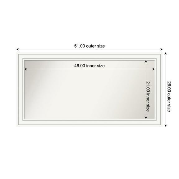 Amanti Art Custom Framed Wall and Bathroom Mirror (26 x 51 in.), Craftsman White Frame