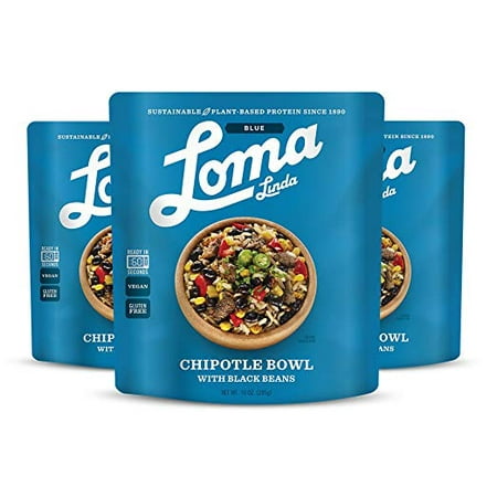 Loma Linda Blue - Vegan Complete Meal Solution - Heat & Eat Chipotle Bowl (10 oz.) (Pack of 3) - Non-GMO, Gluten