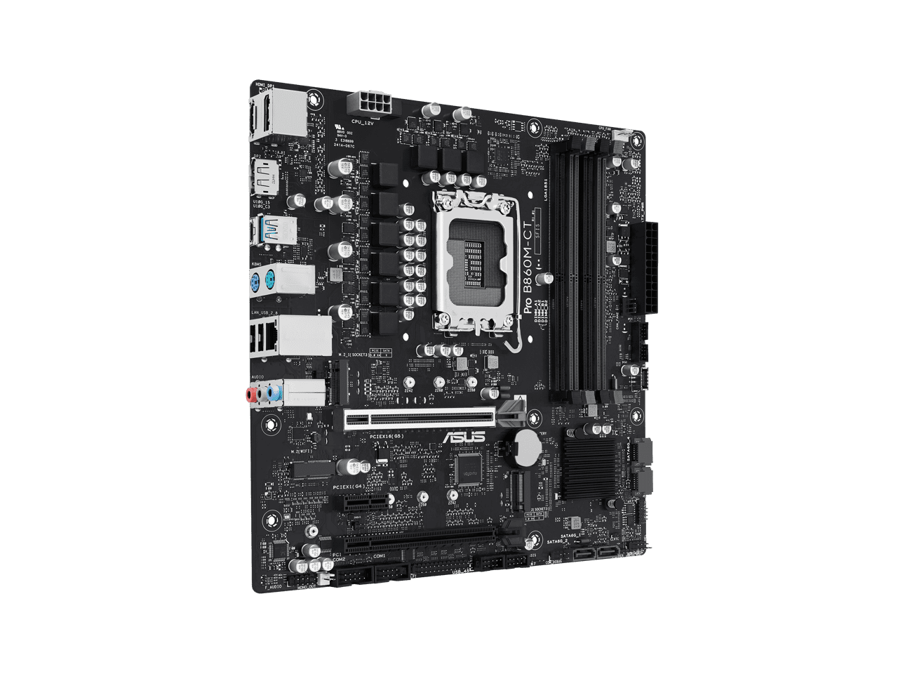 ASUS PRO B860M-CT-CSM Intel B860 (LGA 1851) mATX Motherboard, PCIe 5.0, DDR5, 2x M.2, Intel 1G LAN, 2x DP, HDMI, USB Type-C, TPM IC Onboard with Enhanced Security, Reliability and Manageability