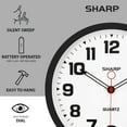 thumbnail image 3 of Sharp Matte Black Wall Clock 12" Non-Ticking Modern Style Quartz Analog Display Battery Operated, 3 of 6