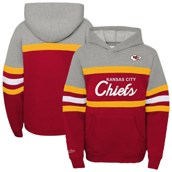 Youth Mitchell & Ness  Red Kansas City Chiefs Throwback Head Coach Pullover Hoodie