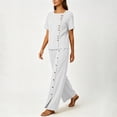 thumbnail image 2 of TaTaai Two Piece Plus Size Sets for Women Short Sleeve Button Down Top Wide Leg Pants Casual Summer Outfits, 2 of 8