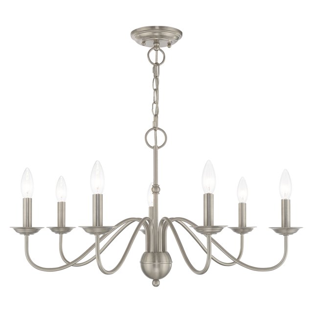 Livex Windsor 28" 7-Light Brushed Nickel Candle Chandelier Ceiling Light