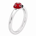 thumbnail image 3 of Sterling Silver Stackable Expressions Red & Black Enamel Ladybug Ring Size 9, 3 of 5